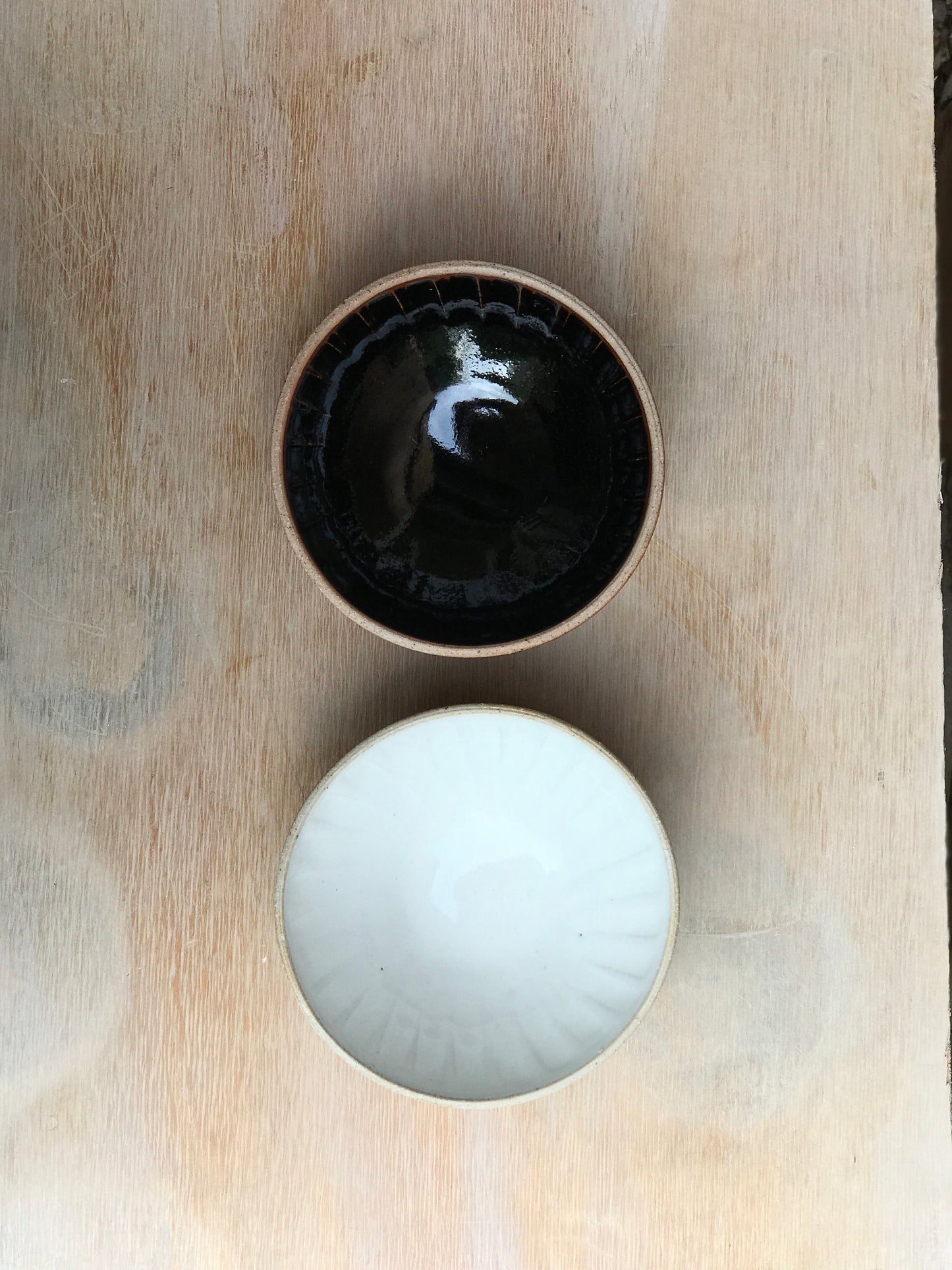 2 small fluted serve bowls